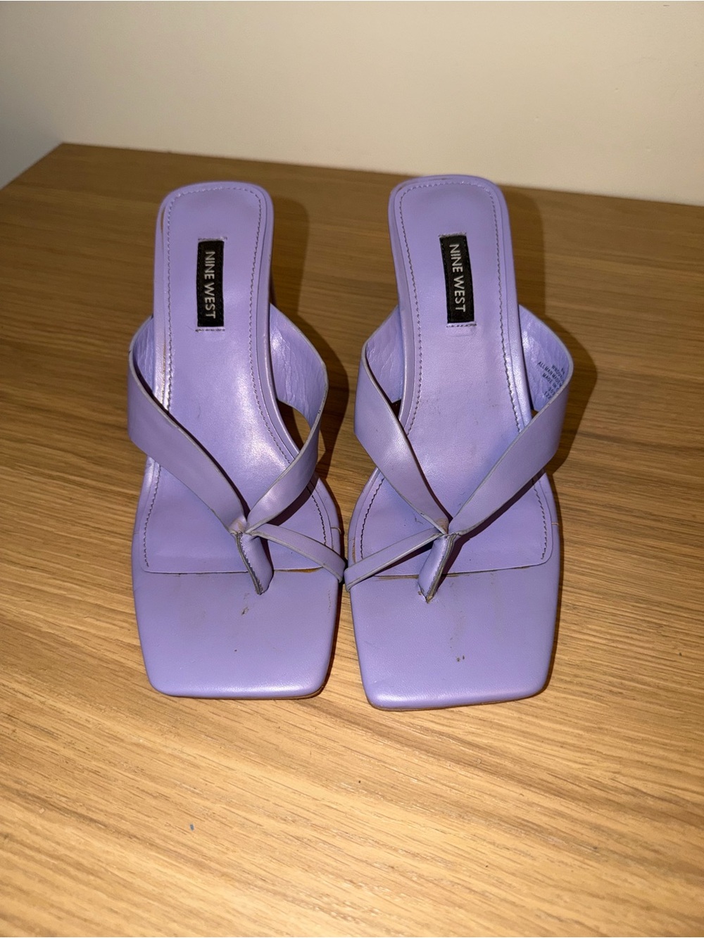 Nine West Lilac Square-Toe Thong Heels